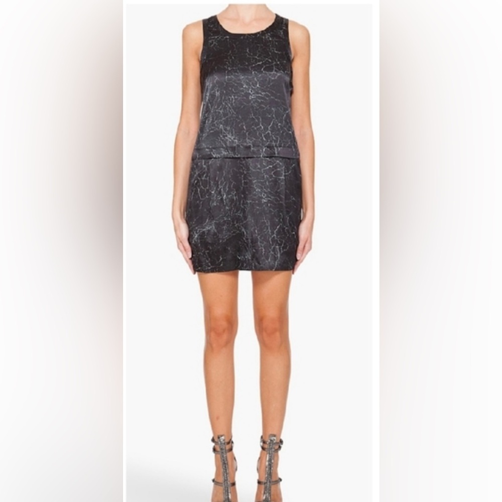 Theory SHAIMA Silk Black Marble Mini Dress. Size 6